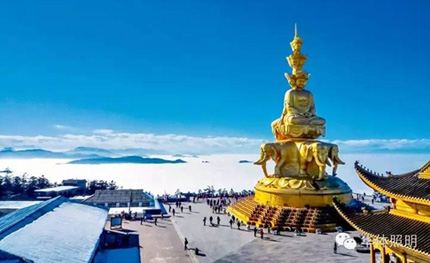 四川峨眉峨秀湖 莲花灯光秀